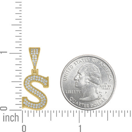 925 Sterling Silver Cz Initial "S" Pendant