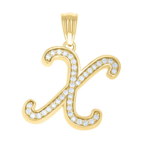 925 Sterling Silver Cz Initial "X" Pendant