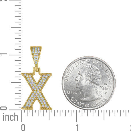 925 Sterling Silver Cz Initial "X" Pendant