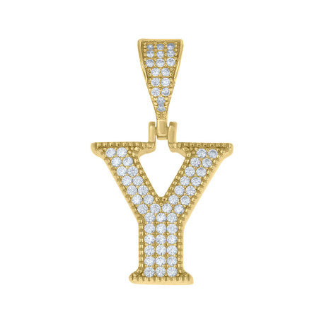925 Sterling Silver Cz Initial "Y" Pendant