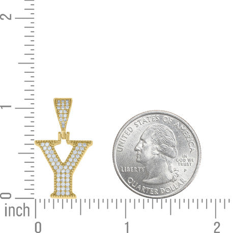 925 Sterling Silver Cz Initial "Y" Pendant