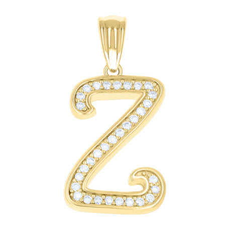 925 Sterling Silver Cz Initial "Z" Pendant