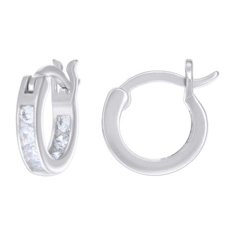 925 Sterling Silver Cz Inside-Out Hoop Earrings 3mm-12