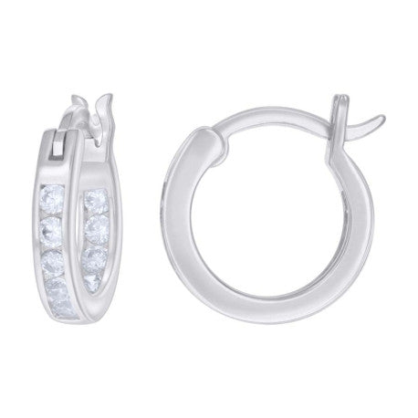 925 Sterling Silver Cz Inside-Out Hoop Earrings 3mm-14