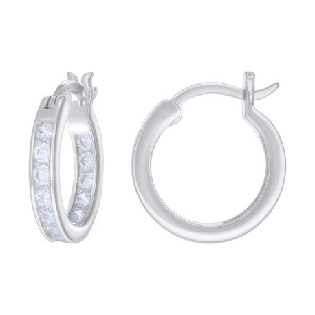 925 Sterling Silver Cz Inside-Out Hoop Earrings 3mm-16