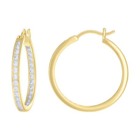 925 Sterling Silver Cz Inside-Out Hoop Earrings 3mm-28