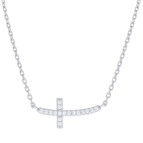 925 Sterling Silver Cz Necklace 16"+1.5"