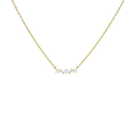 925 Sterling Silver Cz Necklace 16"+2"
