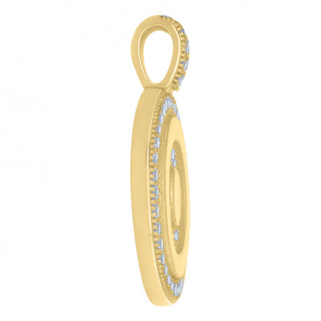 925 Sterling Silver Cz Pendant Disc Initial O