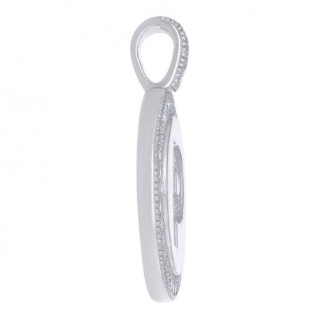 925 Sterling Silver Cz Pendant Disc Initial P