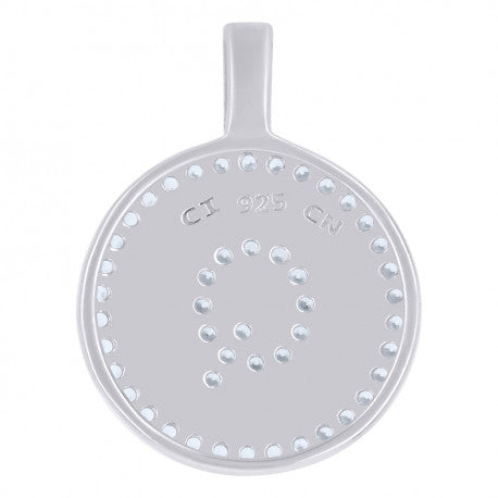 925 Sterling Silver Cz Pendant Disc Initial Q