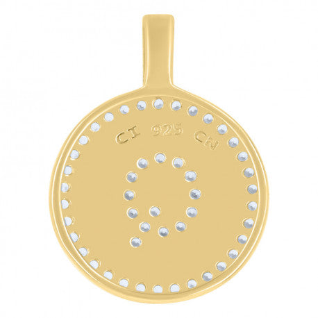 925 Sterling Silver Cz Pendant Disc Initial Q