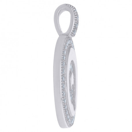 925 Sterling Silver Cz Pendant Disc Initial Q