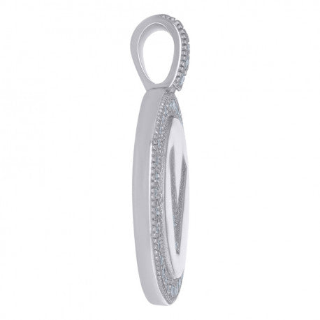 925 Sterling Silver Cz Pendant Disc Initial V