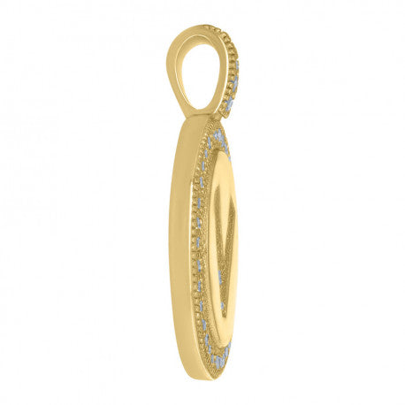 925 Sterling Silver Cz Pendant Disc Initial V