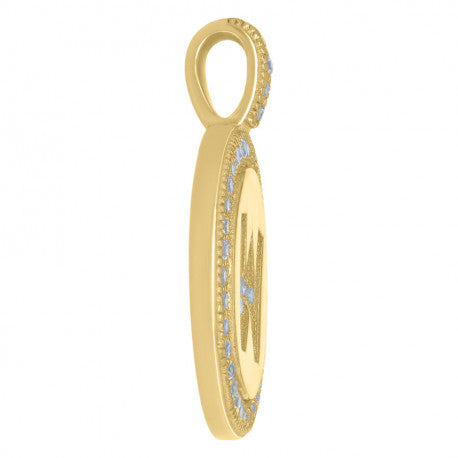 925 Sterling Silver Cz Pendant Disc Initial W