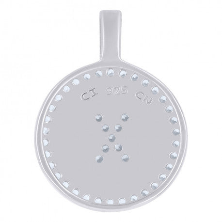 925 Sterling Silver Cz Pendant Disc Initial X
