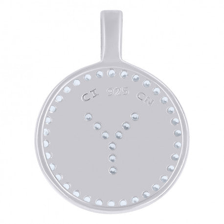 925 Sterling Silver Cz Pendant Disc Initial Y