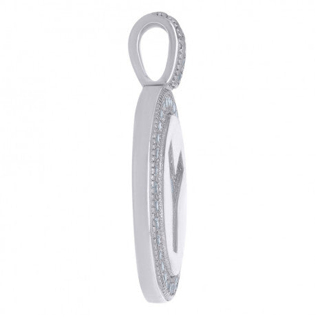 925 Sterling Silver Cz Pendant Disc Initial Y