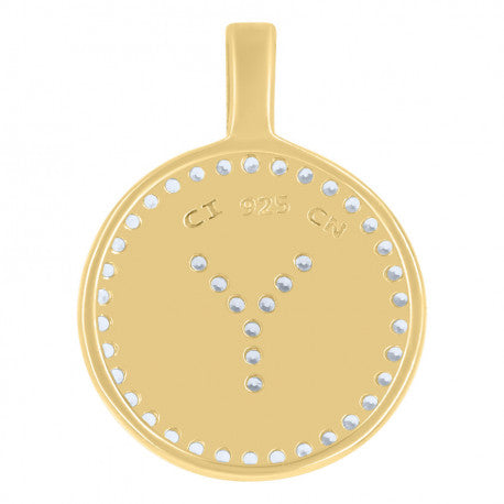 925 Sterling Silver Cz Pendant Disc Initial Y
