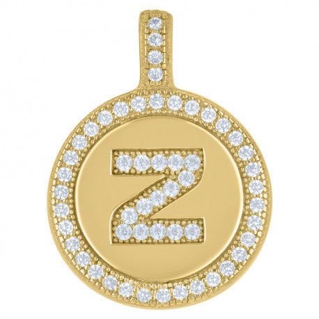 925 Sterling Silver Cz Pendant Disc Initial Z