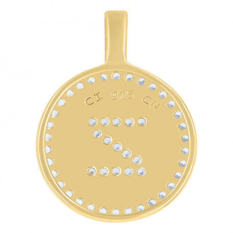 925 Sterling Silver Cz Pendant Disc Initial Z