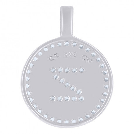 925 Sterling Silver Cz Pendant Disc Initial Z