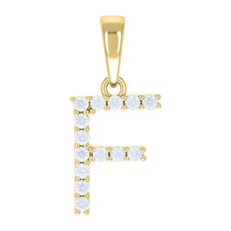 925 Sterling Silver Cz Pendant Initial Letter "F"