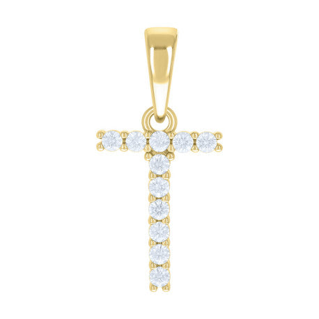 925 Sterling Silver Cz Pendant Initial Letter "T"
