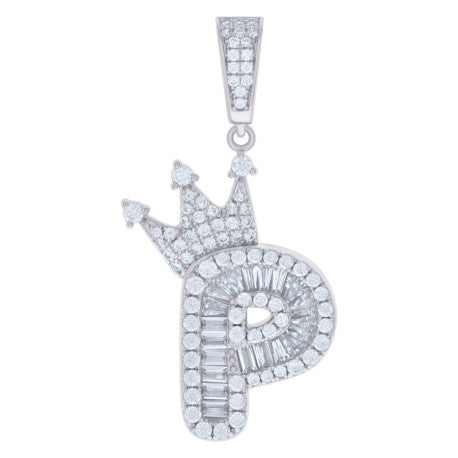 925 Sterling Silver Cz Pendant Initial P