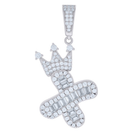 925 Sterling Silver Cz Pendant Initial X