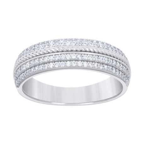 925 Sterling Silver Cz Ring Band S5-S9