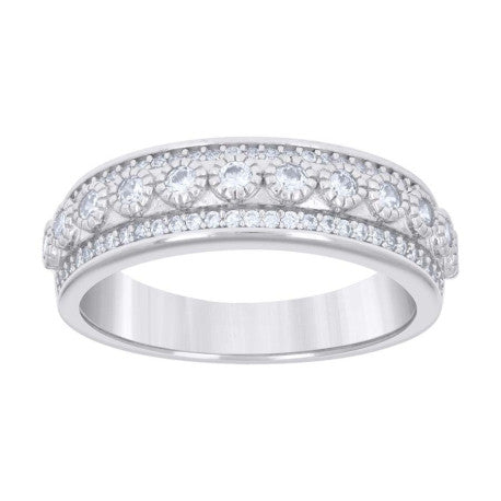925 Sterling Silver Cz Ring Band S5-S9