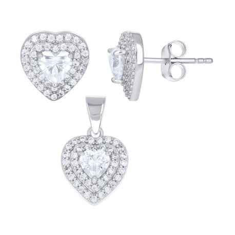 925 Sterling Silver Cz Set