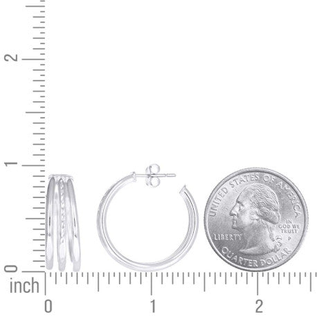 925 Sterling Silver Dc Fancy Hoop Earrings 8-20 Si