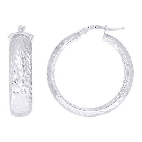 925 Sterling Silver Dc Fancy Hoop Earrings 8-25 Si