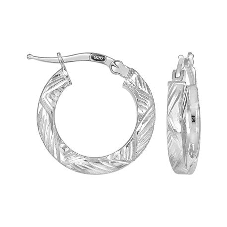 925 Sterling Silver Dc Hoop Earrings 3X3 -12