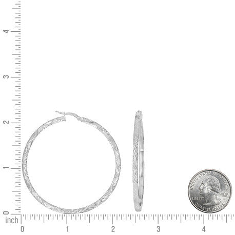 925 Sterling Silver Dc Hoop Earrings 3X3 -50