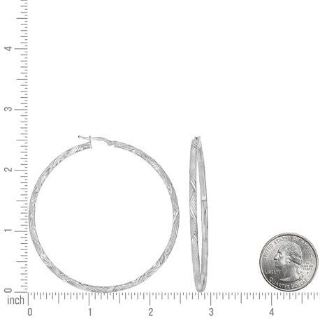 925 Sterling Silver Dc Hoop Earrings 3X3 -60