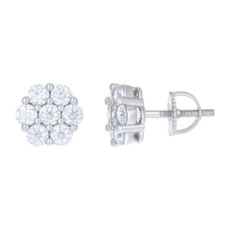 925 Sterling Silver Earring Moissanite Ctw 1.32