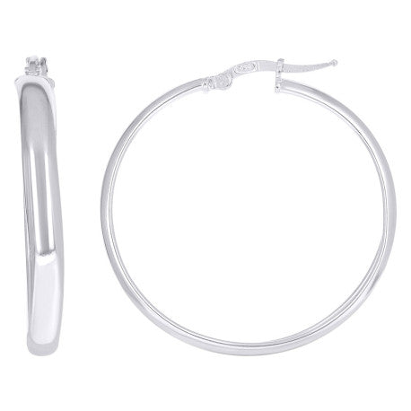 925 Sterling Silver Earrings Hoop Silver 4mm-30