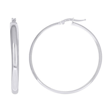 925 Sterling Silver Earrings Hoop Silver 4mm-40
