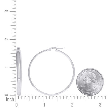 925 Sterling Silver Earrings Hoop Silver 4mm-40