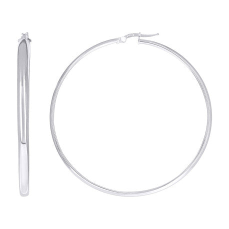 925 Sterling Silver Earrings Hoop Silver 4mm-60