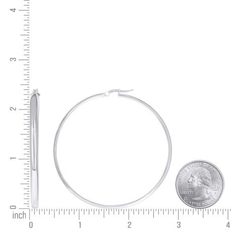925 Sterling Silver Earrings Hoop Silver 4mm-60