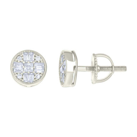 925 Sterling Silver Earrings Moissanite Ctw R:0.05