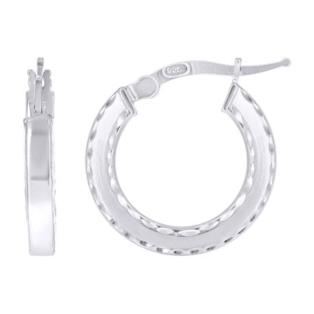 925 Sterling Silver Fancy Dc Earrings Hoop Silver