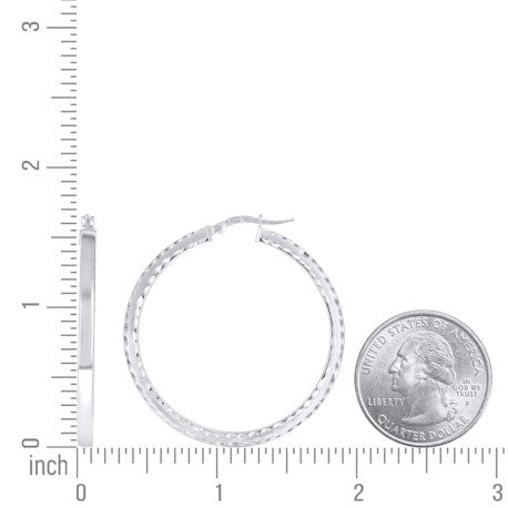 925 Sterling Silver Fancy Dc Earrings Hoop Silver
