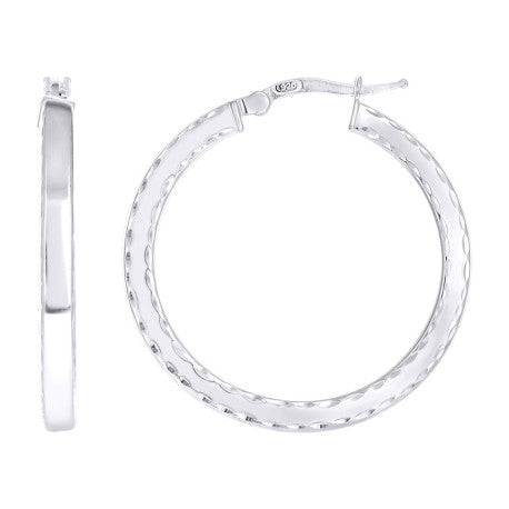 925 Sterling Silver Fancy Dc Earrings Hoop Silver