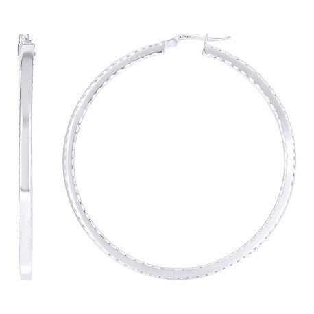 925 Sterling Silver Fancy Dc Earrings Hoop Silver